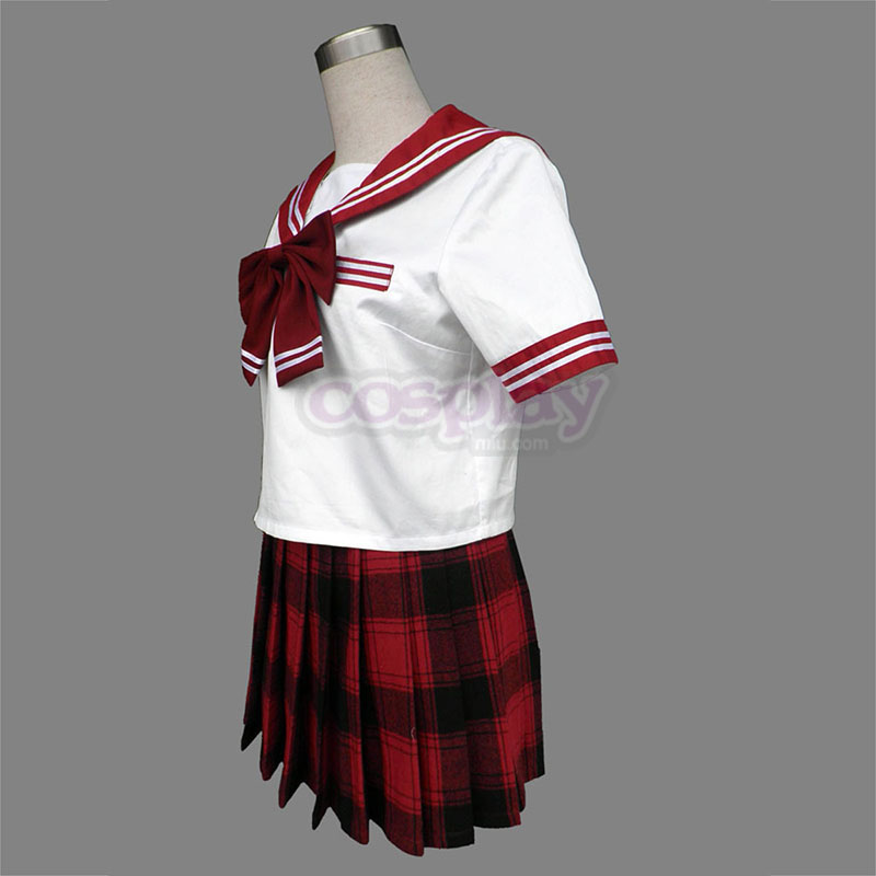 Sailor Uniform 6 Röd Grid Cosplay Kostym Sverige