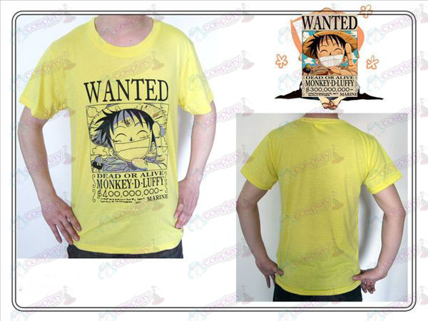 One Piece Tillbehör Luffy Wanted T-shirt (gul)