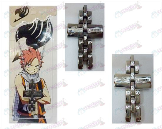 Fairy Tail tillbehör svart och vitt kors halsband