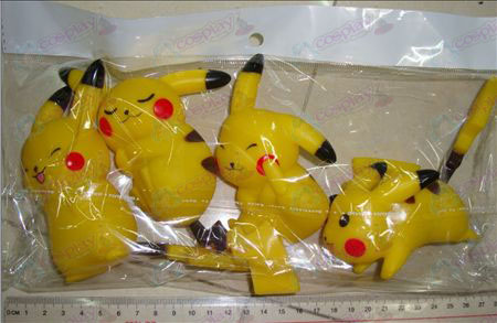 4 modeller Pikachu (kropp 11cm, svans 7cm)