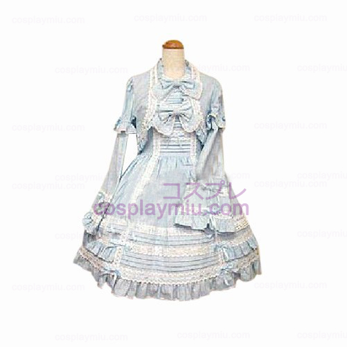 Blue Cute 2-Piece Dress långärmad klänning Lolita Cosplay Kostym