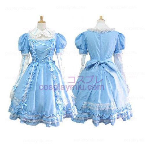 Söt Blue Maid Dress Lolita Cosplay Kostym