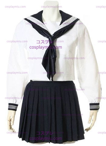 Vit Långärmat Sailor skoluniform Cosplay Kostym