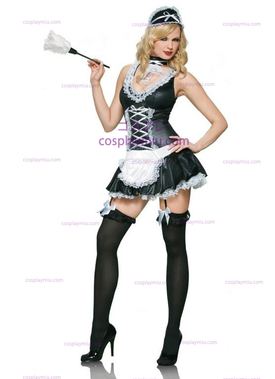 4pc Stygg franska Maid Sexy Adult kostym