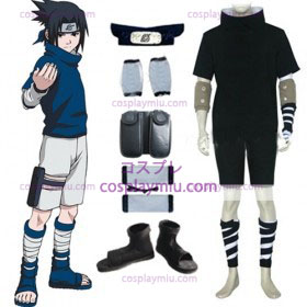 Naruto Sasuke Uchiha Svart Cosplay Kostym och Set Tillbehör