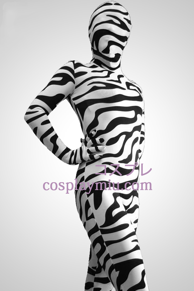 Svart och vit zebra mönster Zentai Suit