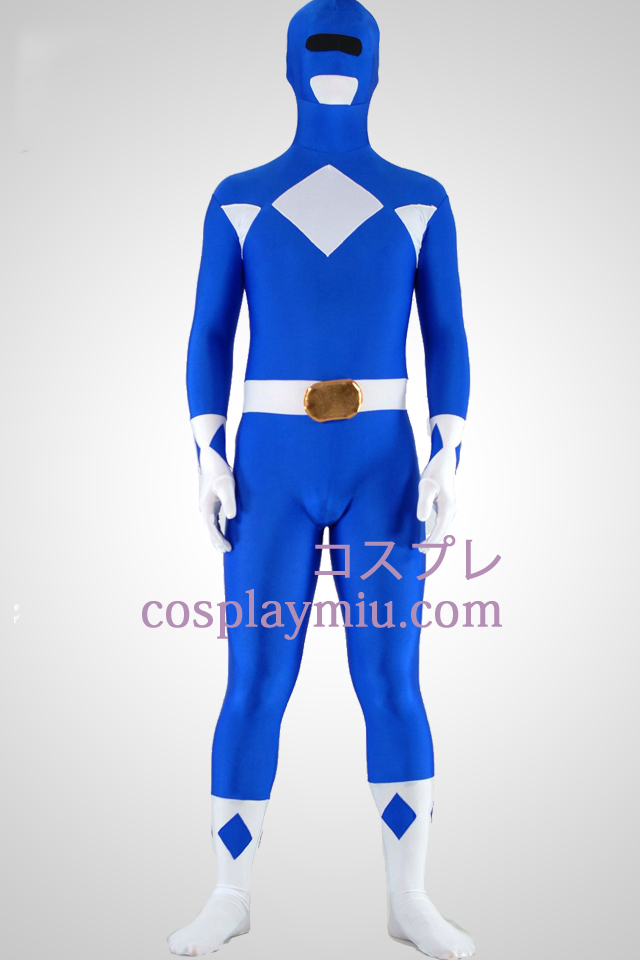 Mighty zentaiin Blå Ranger Lycra Spandex Superhjälte Zentai Suit
