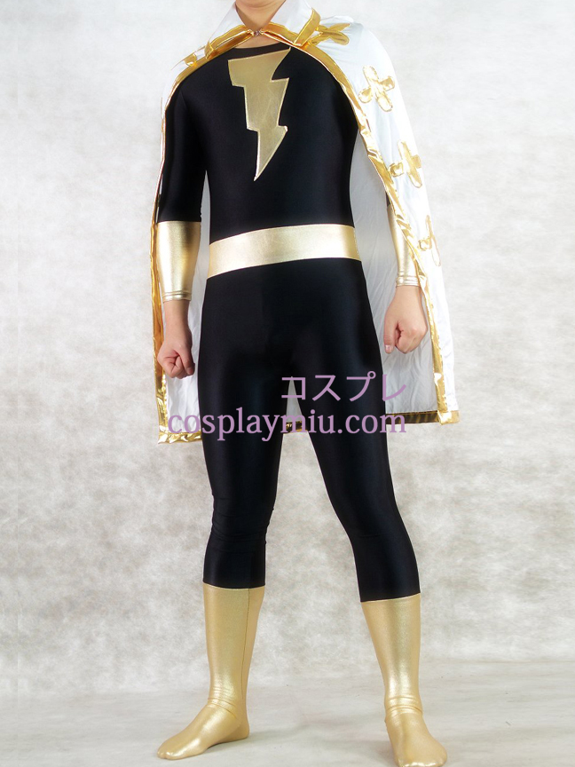 Guld och svart metallskimrande Unisex Superhero Zentai Suit