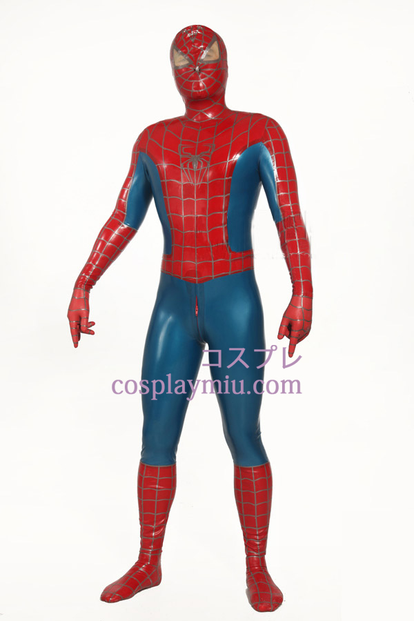 Röd och blå randig Spiderman Superhero Zentai Suit