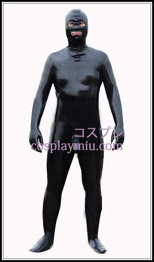 Shiny Black Man Full Body Latex Kostym