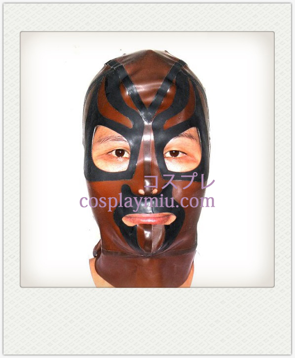 Brunt och svart Man Latex Mask med öppna ögon och mun