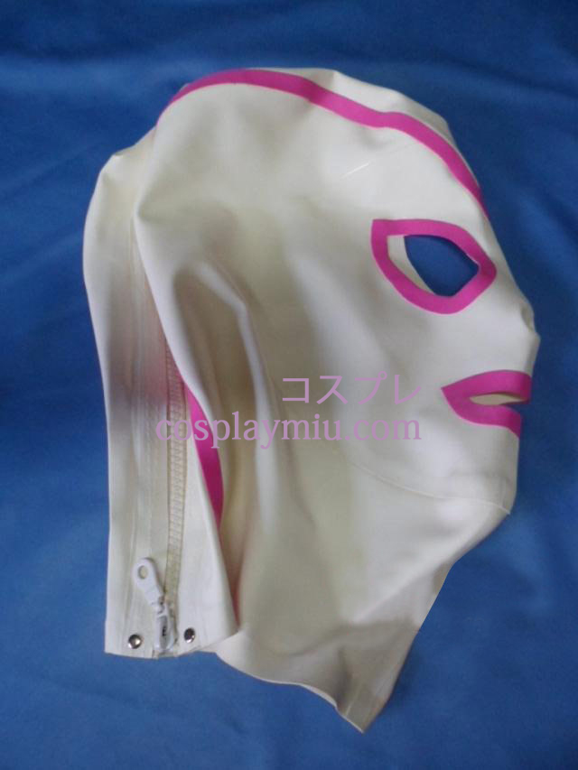 Pink and White Latex Mask med öppna ögon och mun