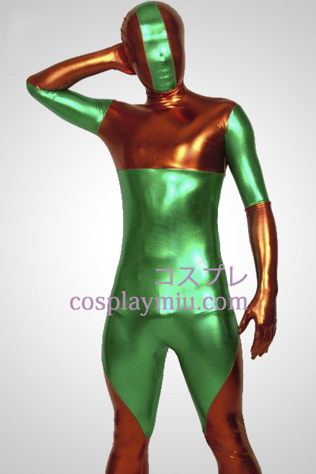 Röd och grön Lycra metallskimrande Zentai Suit