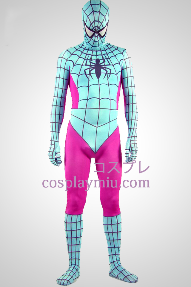 Ljusgröna och rosa Lycra Spandex Spiderman Zentai Suit