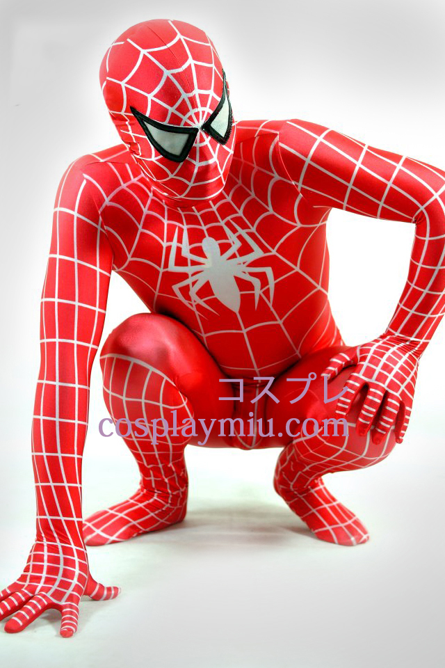 Röd och vit Lycra Spiderman Superhero Zentai Suit