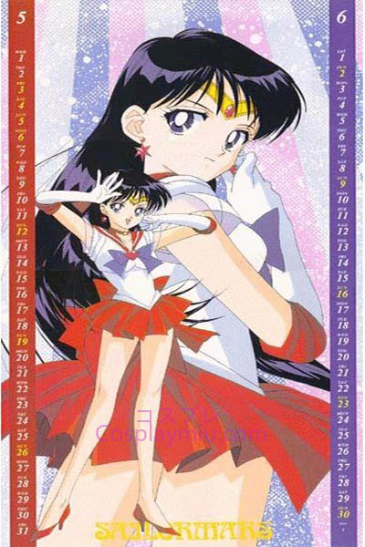 Sailor Moon Hino Rei Sailor Mars Long Cosplay peruk