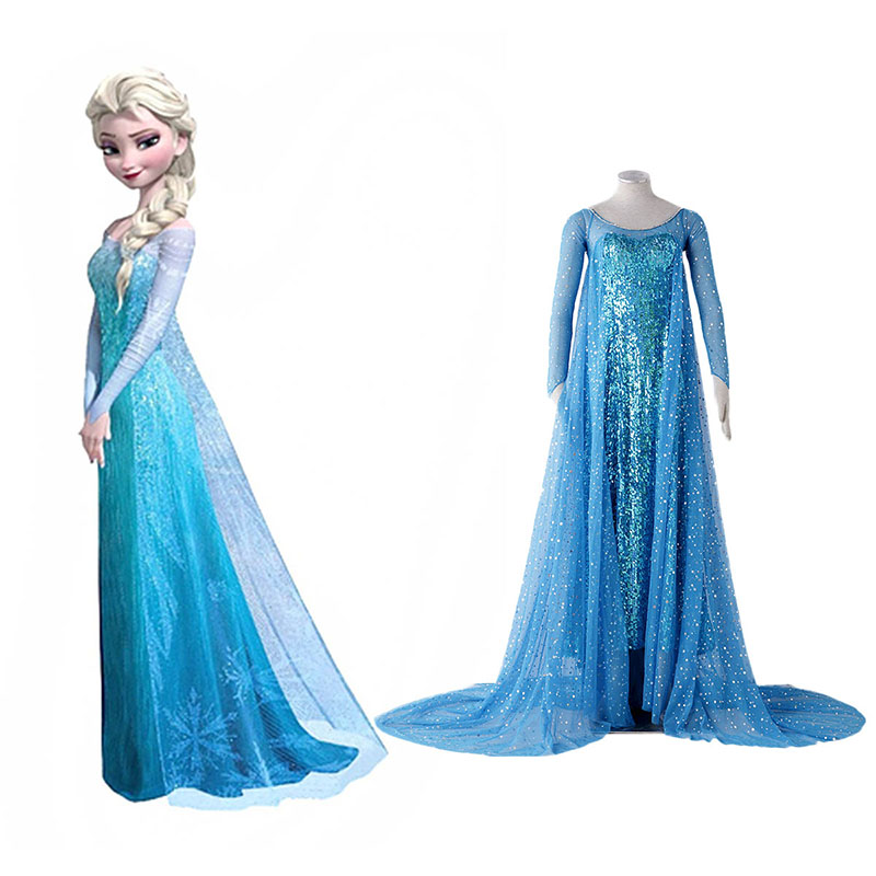 Frozen Elsa 1 Blå Cosplay Kostym Sverige