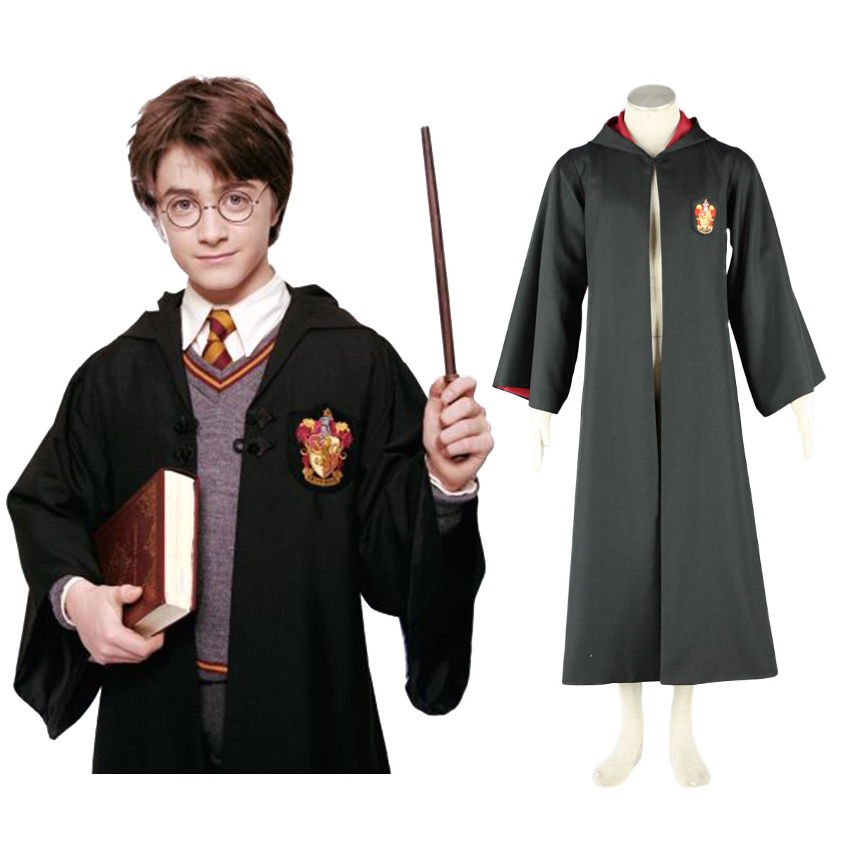 Harry Potter Gryffindor Uniform Cloak Cosplay Kostym Sverige