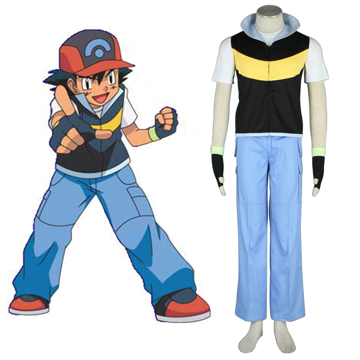 Pokémon Ash Ketchum 1 Cosplay Kostym Sverige