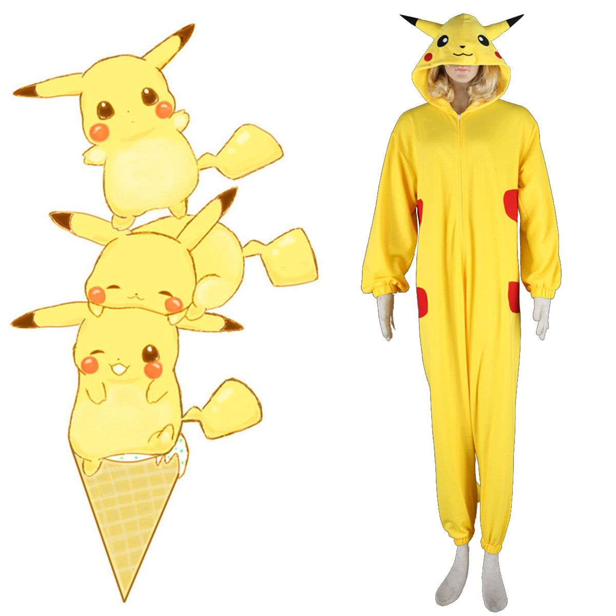 Pokémon Pikachu Pajamas 1 Cosplay Kostym Sverige