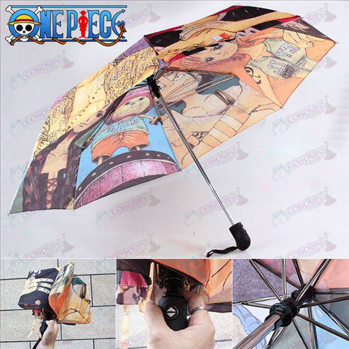 One Piece Tillbehör teckenfärg veck automatisk paraply