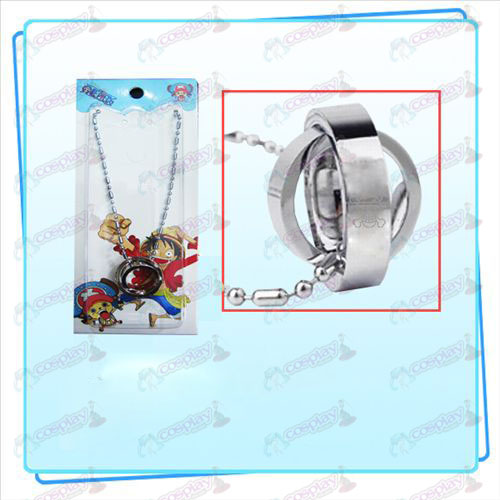 One Piece Tillbehör Dual ring halsband (Silver)-kort installerat