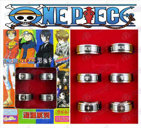 One Piece tillbehör Exelon svart stål roterande ringen (6 / set)