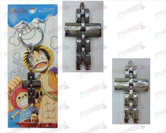 One Piece tillbehör svart och vitt kors nyckel kedja