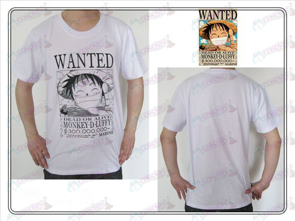 One Piece Tillbehör Luffy Wanted T-tröja (vit)