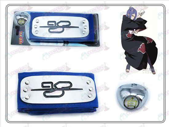 Naruto pannband + liten South Blå Vit ring Collectors Edition