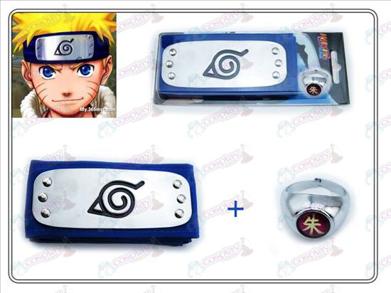 Naruto Konoha blått pannband + Collectors Edition Zhu Zi ring