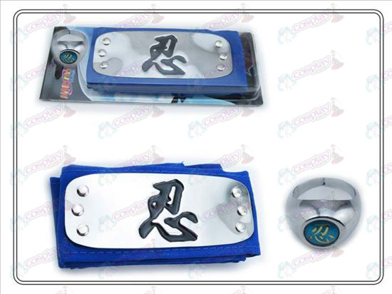 Naruto pannband + svart blå tålamod tålamod ordet ring Collectors Edition