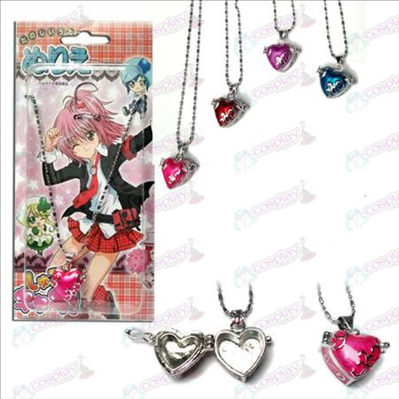 Shugo_Chara! Tillbehör rosa hjärtformade medaljong halsband