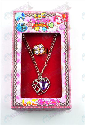 Shugo_Chara! Tillbehör hjärtformade halsband + ring (lila)