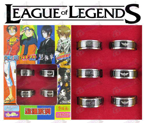 League of Legends tillbehör svart stål roterande ringen (6 / set)