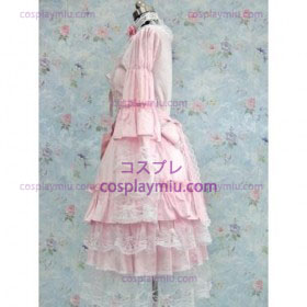 Skräddarsydd Pink Gothic Lolita Cosplay Kostym