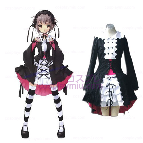 Haruhi Suzumiya Nagato Yuki Svart Maid Cosplay Lolita Cosplay Kostym