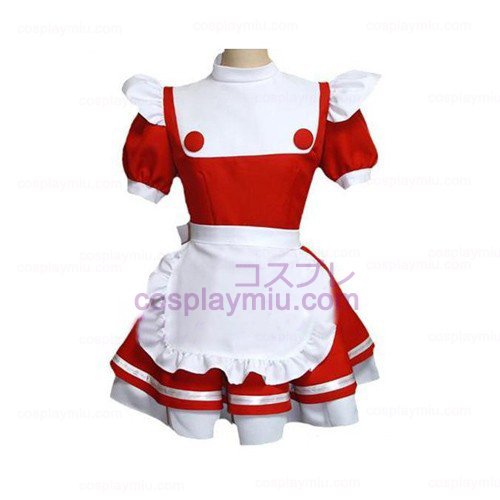 Röd-vit Maid Uuniform Lolita Cosplay Kostym