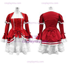 Red Lolita Cosplay Kostym