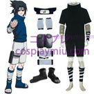 Naruto Uchiha Sasuke Cosplay Kostym - Svart Cape