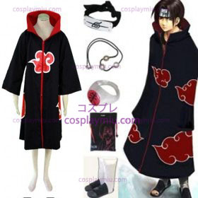 Naruto Akatsuki Itachi Uchiha Deluxe Cosplay kostym och tillbehör Set