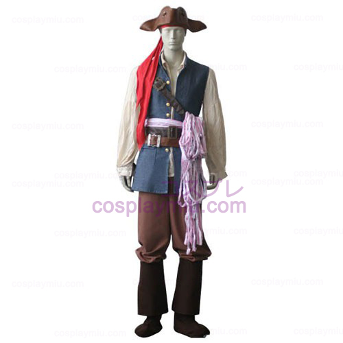 Pirates of the Caribbean Kapten Jack Sparrow Cosplay Kostym