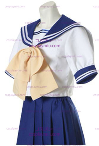 Blå och vita korta ärmar Sailor skoluniform