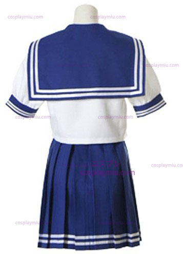 Blå och vita korta ärmar Sailor skoluniform