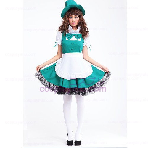Vitt förkläde och grön kjol Anime Lolita Maid Kostymer