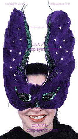 Mask Feather Purpl Med Paljett