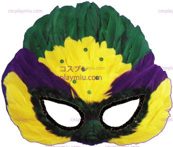 Mask Mardi Gras Paljett Feather