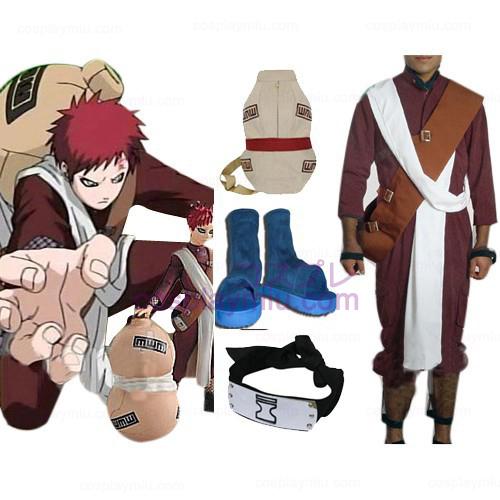 Naruto Shippuden Gaara Red Cosplay Kostym och Set Tillbehör