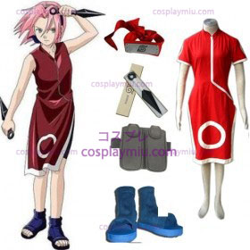 Naruto Sakura Haruno Cosplay Kostym och Set Tillbehör