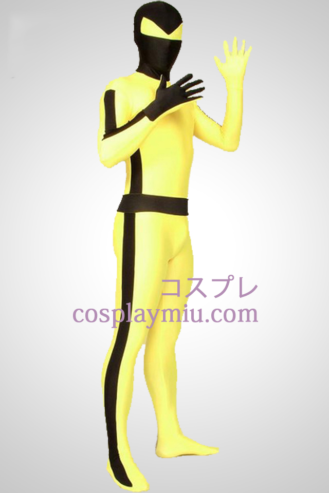Yellow And Black Stripe Bruce Lee Lycra Spandex Superhjälte Zentai Suit